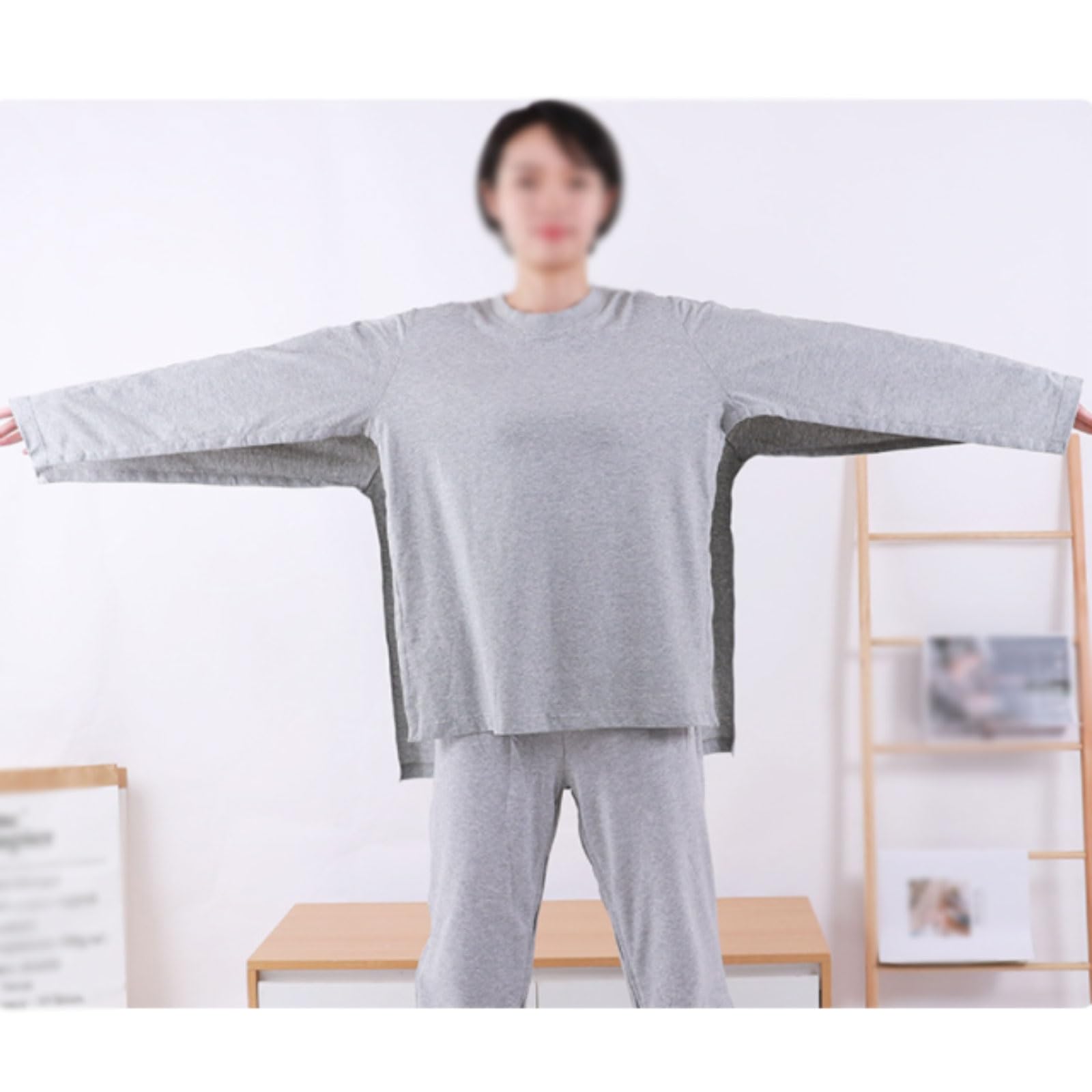 Batas de algodón for pacientes primavera, camisas enfermería con abertura frontal completa for infusión y cuidados, reutilizables for hombres mujeres mayores Exfoliantes Suaves(Grey,Large)