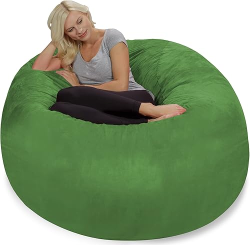 Miniatura 17 de Chill Sack Puf - Sillón gigante de espuma viscoelástica de 5 pies, sofá grande con funda de microfibra suave, color negro ónix Micro Gamuza - Negro