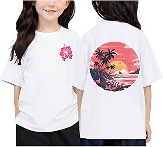 Tops de verano Camiseta Niñas Manga Corta Encaje Camisas Verano Casual Camisas Niños Algodón Cuello Redondo Tops de Color Sólido