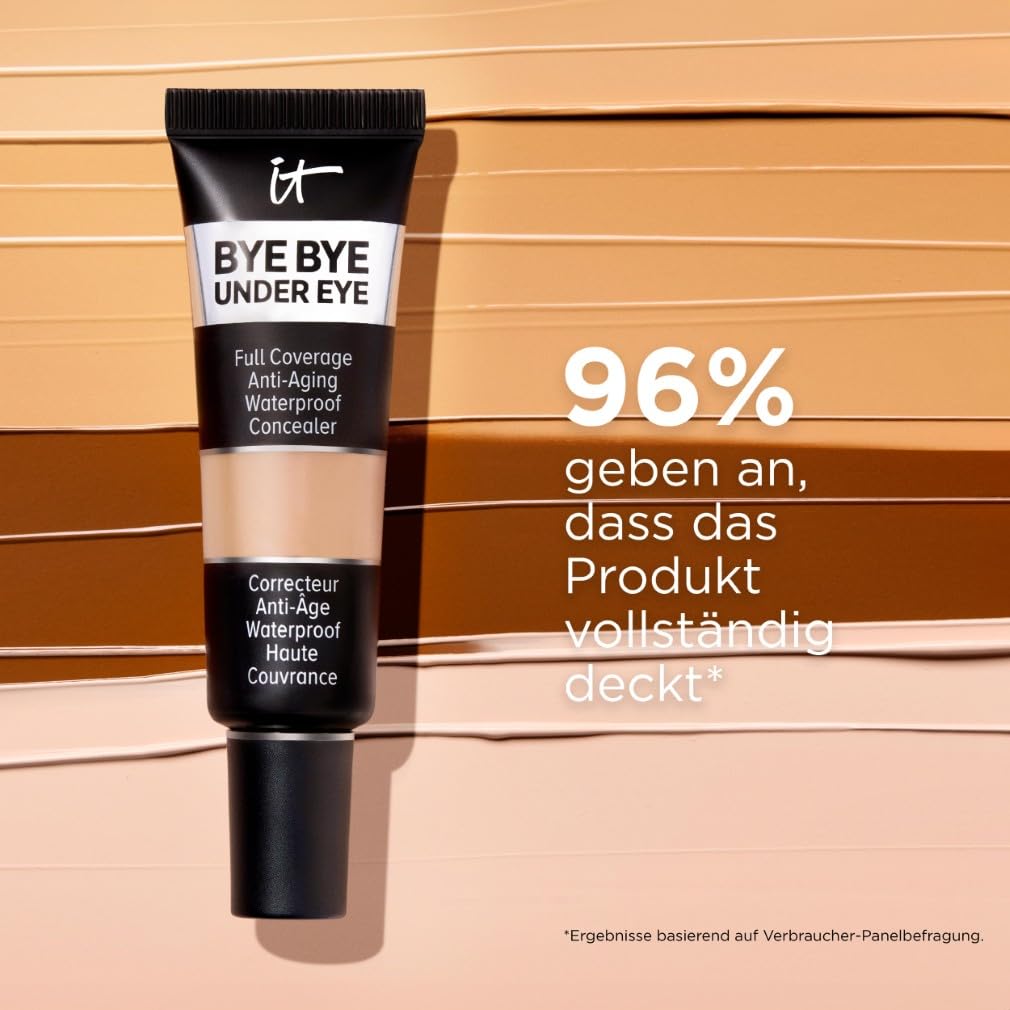 IT Cosmetics Bye Bye Under Eye Concealer, 12 ml, Hochpigmentiert, Hautglättend und feuchtigkeitsspendend, Für ein natürliches Finish, Wasserfest und nicht krümelnd