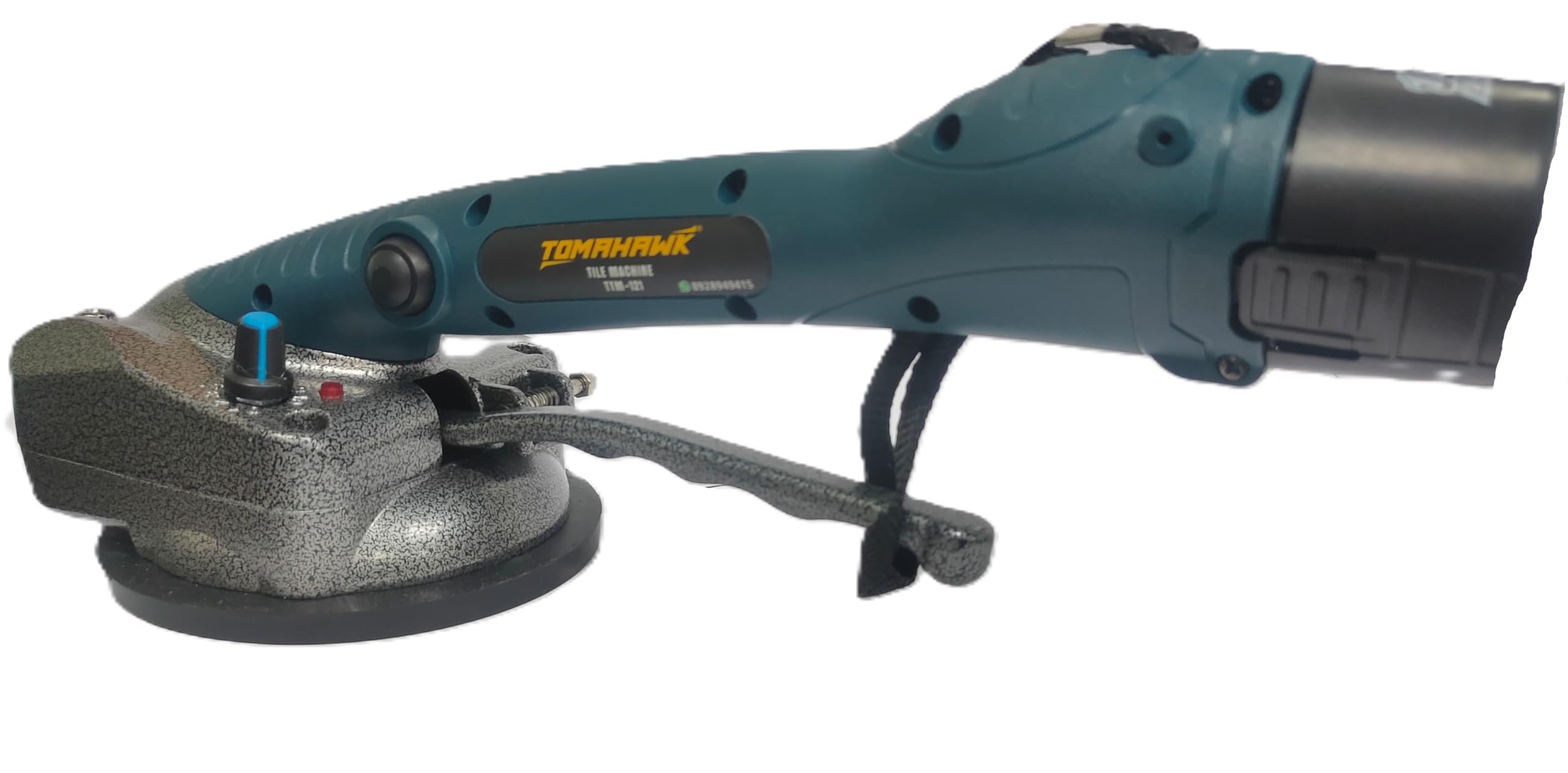 TOMAHAWK® TTM-121 Tile Machine – Professional Tile Fitting and Heavy Material Handling Tool with 5 Speed Vibration Adjustment and Suction Lock – 1.5Ah Battery Powered, 130mm Diameter Suction Pad
