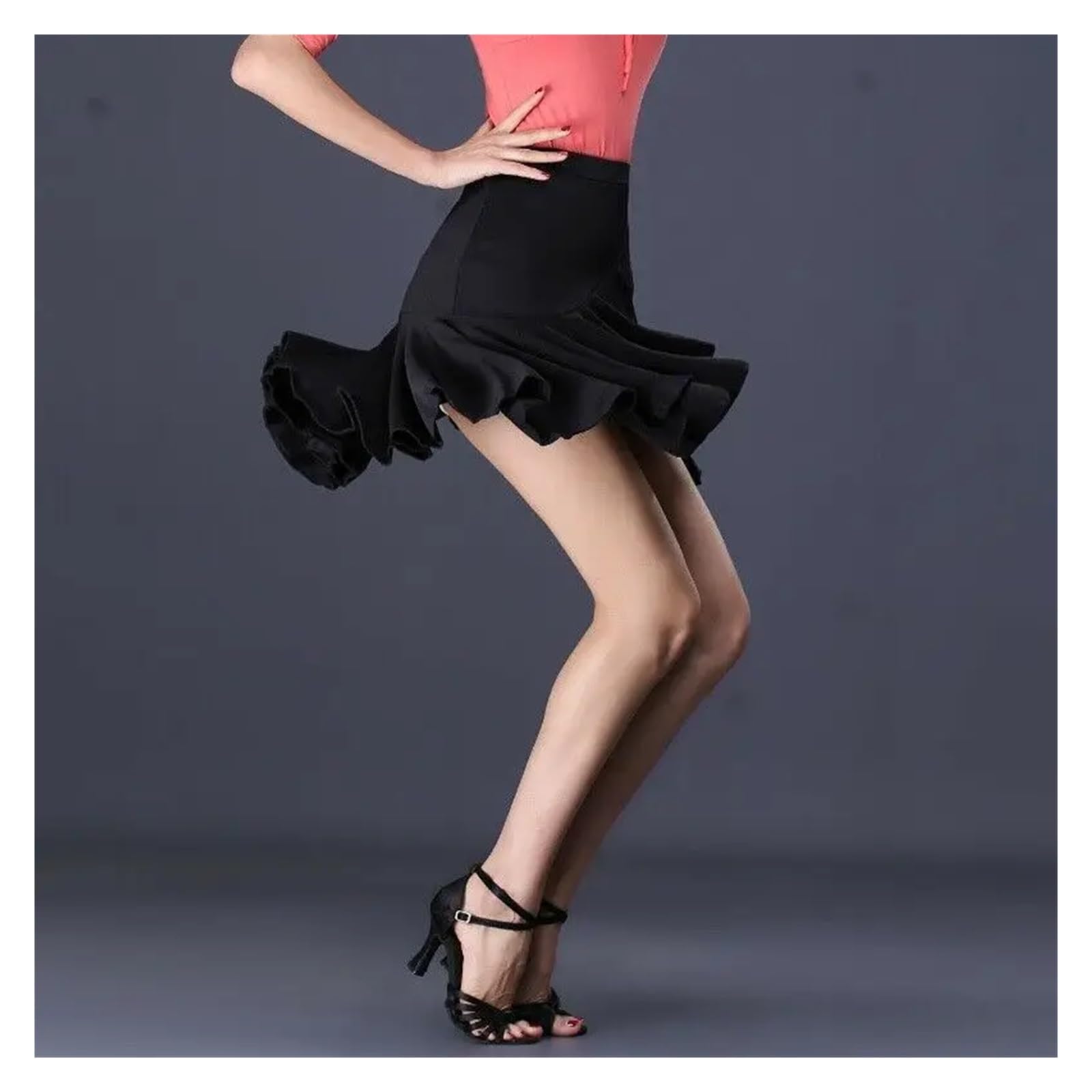 Lateinisches Tanzkleid Damen Latin Dance Rock Ballsaal Rumba Samba Tango Chacha Rüschen Röcke Wrap Dancewear Kostüm Bühnen Performance Röcke Damen Tanzrock Latein(4,L)