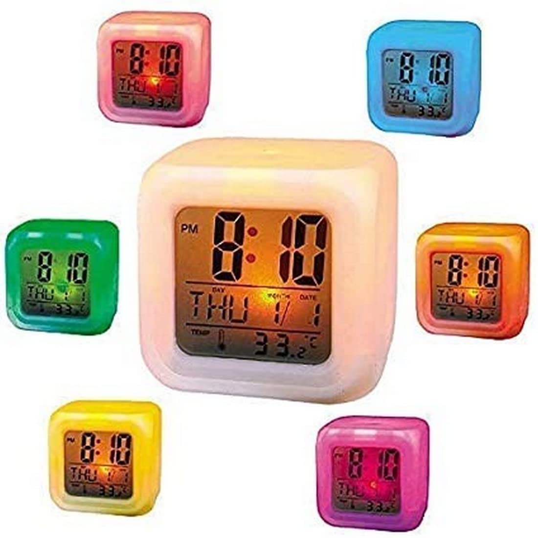 TAKASH Plastic 7 Color Changing Led Digital Alarm Clock with Date Time 4