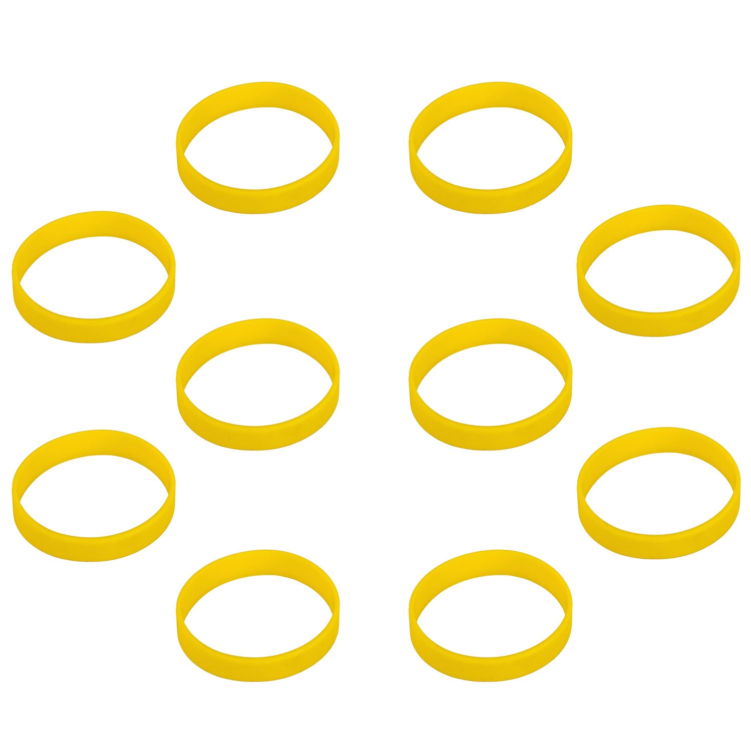 Hoerev Blank Silicone Charity Wristbands Bracelets Rubber Sport Cuff Wristband, 10pcs Yellow