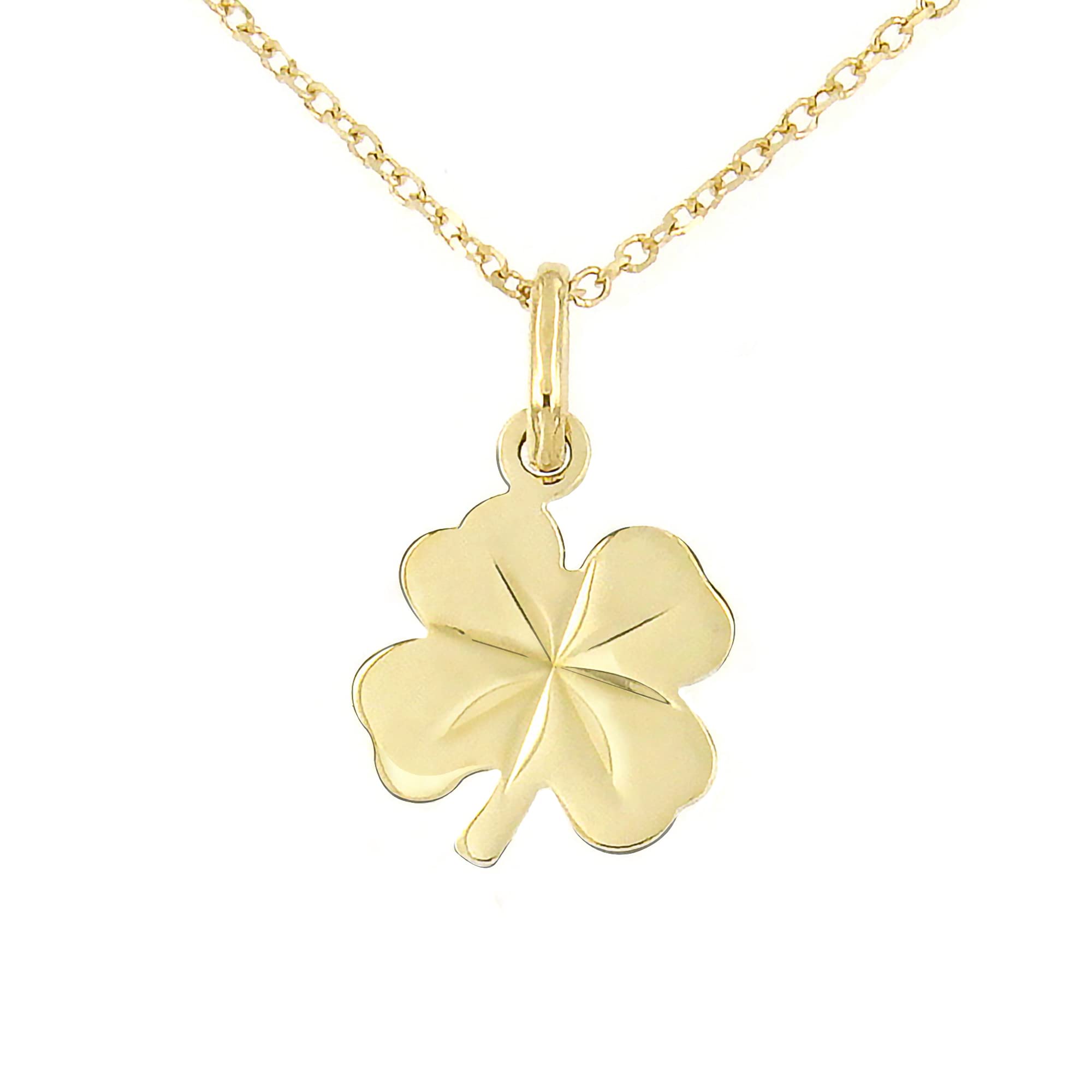 forme di LucchettaLucchetta – Cadena con Colgante de Trébol de la Buena Suerte de Oro amarillo 9 quilates – 45 cm – Collar de oro para Mujer – Fabricado en Italia