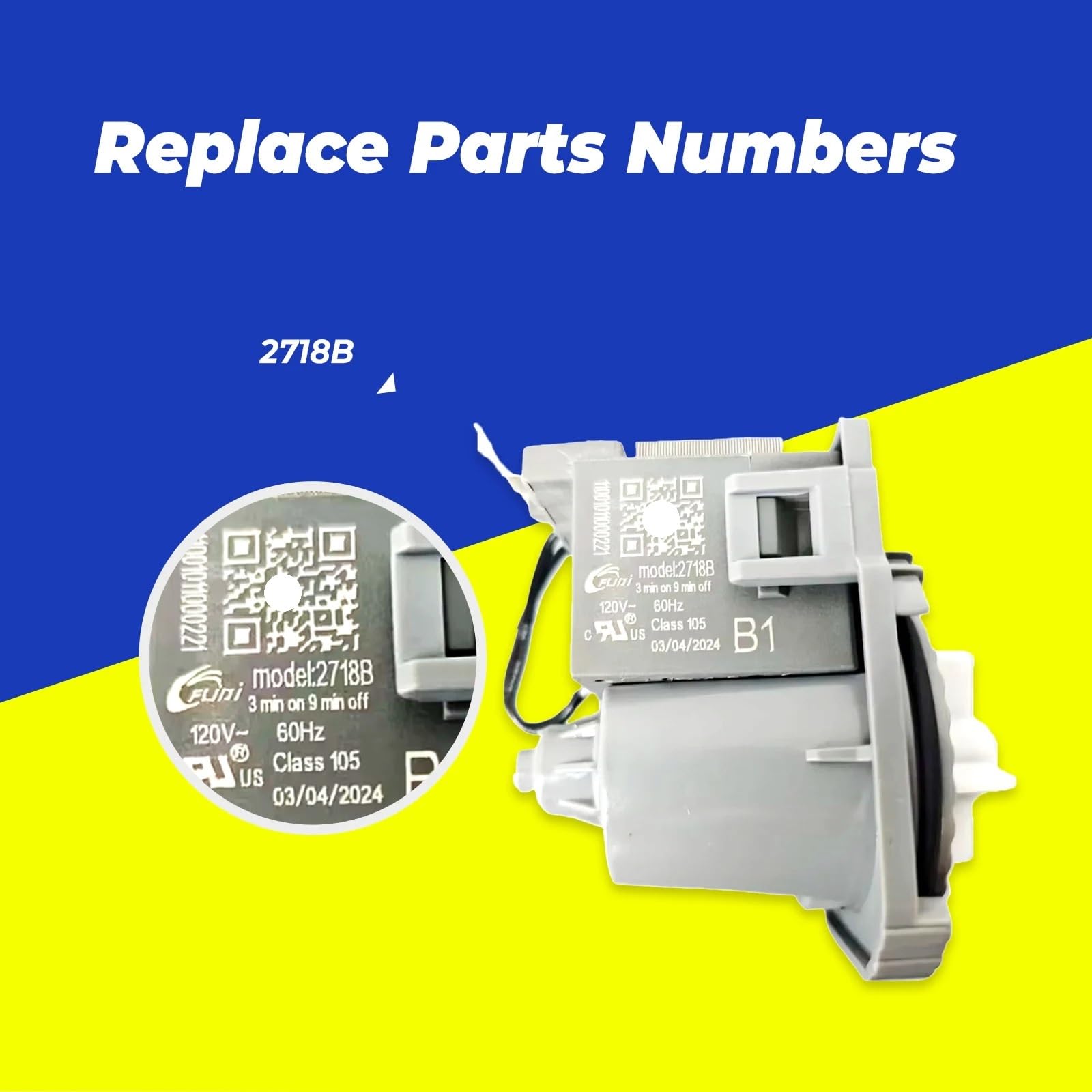 Modèle : 2718B 11001011000221 120 V 60 Hz (3 Min Allumé, 9 Min D'arrêt) Pompe De Vidange For Lave-vaisselle, Compatible Avec MIDEA.