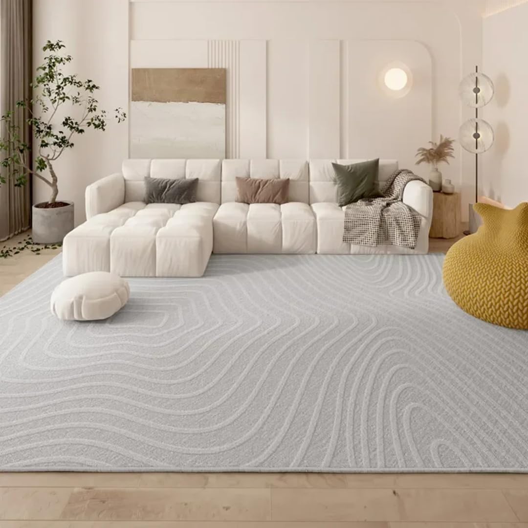 Tapis décoratif de salon à lignes pour créer une ambiance cosy en chambre