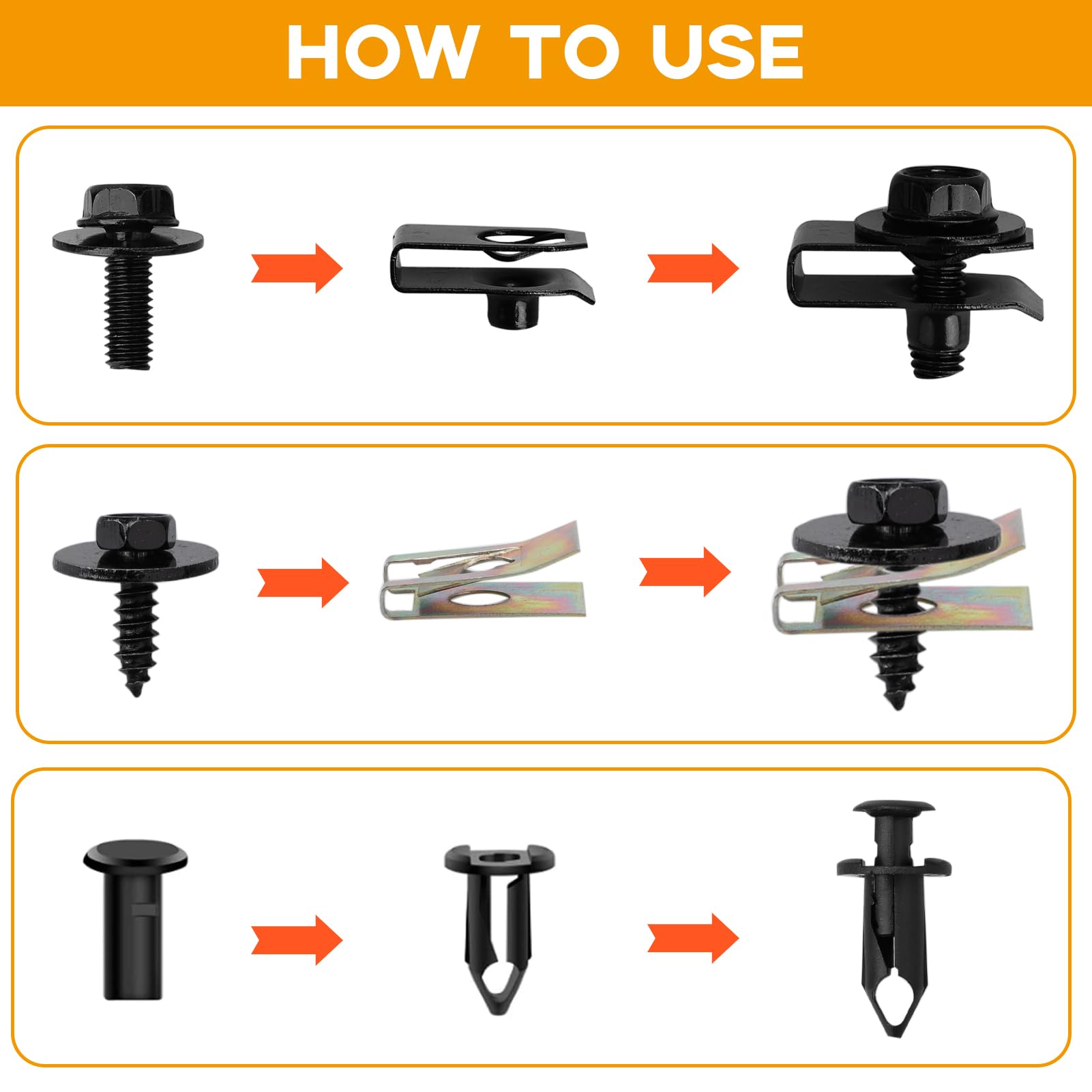 80-teiliges Karosserieschrauben Set - U Typ Clips Für Auto Blechbefestigung