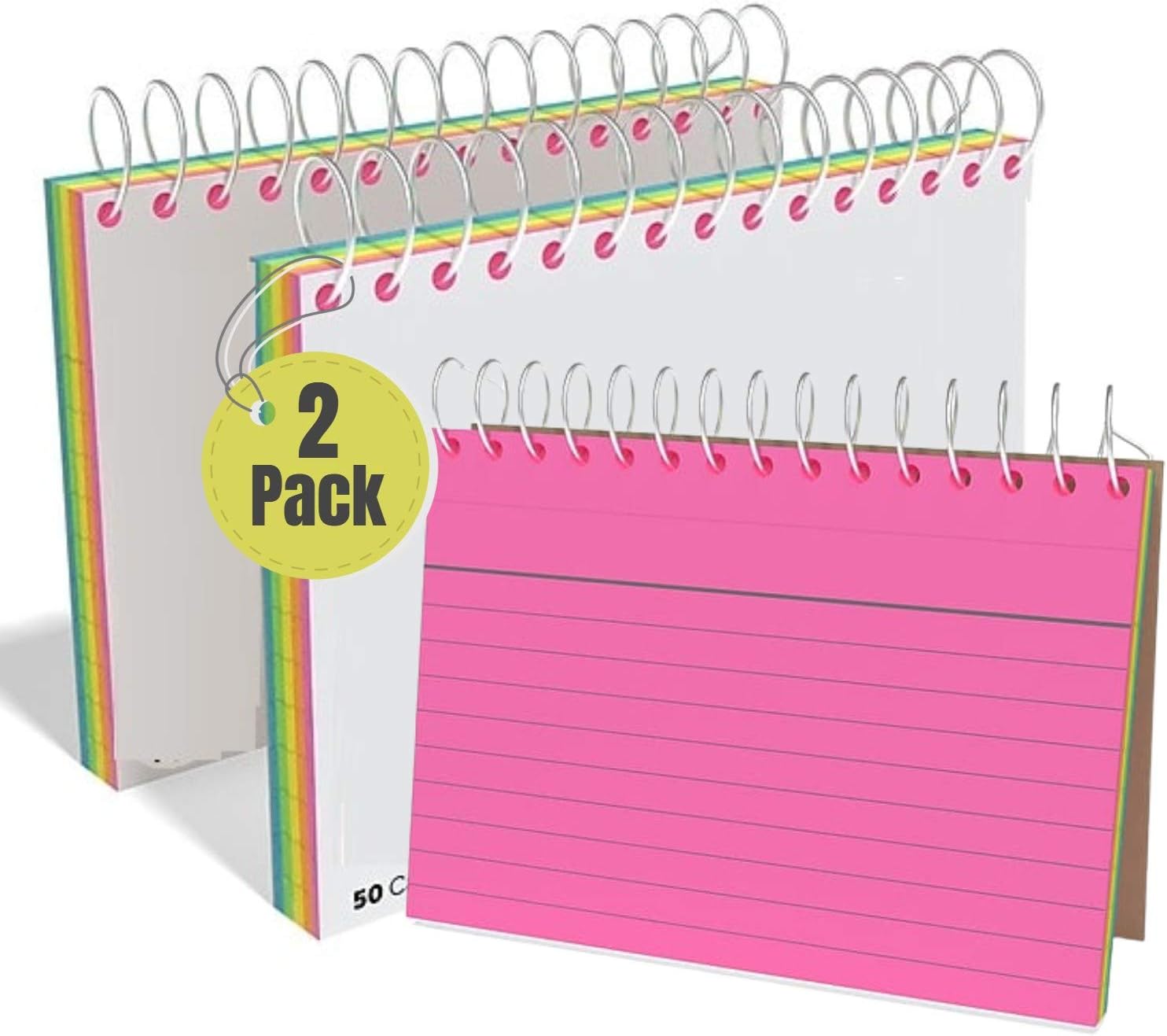 1InTheOffice Spiral Index Cards 3x5 Ruled, Spiral Bound