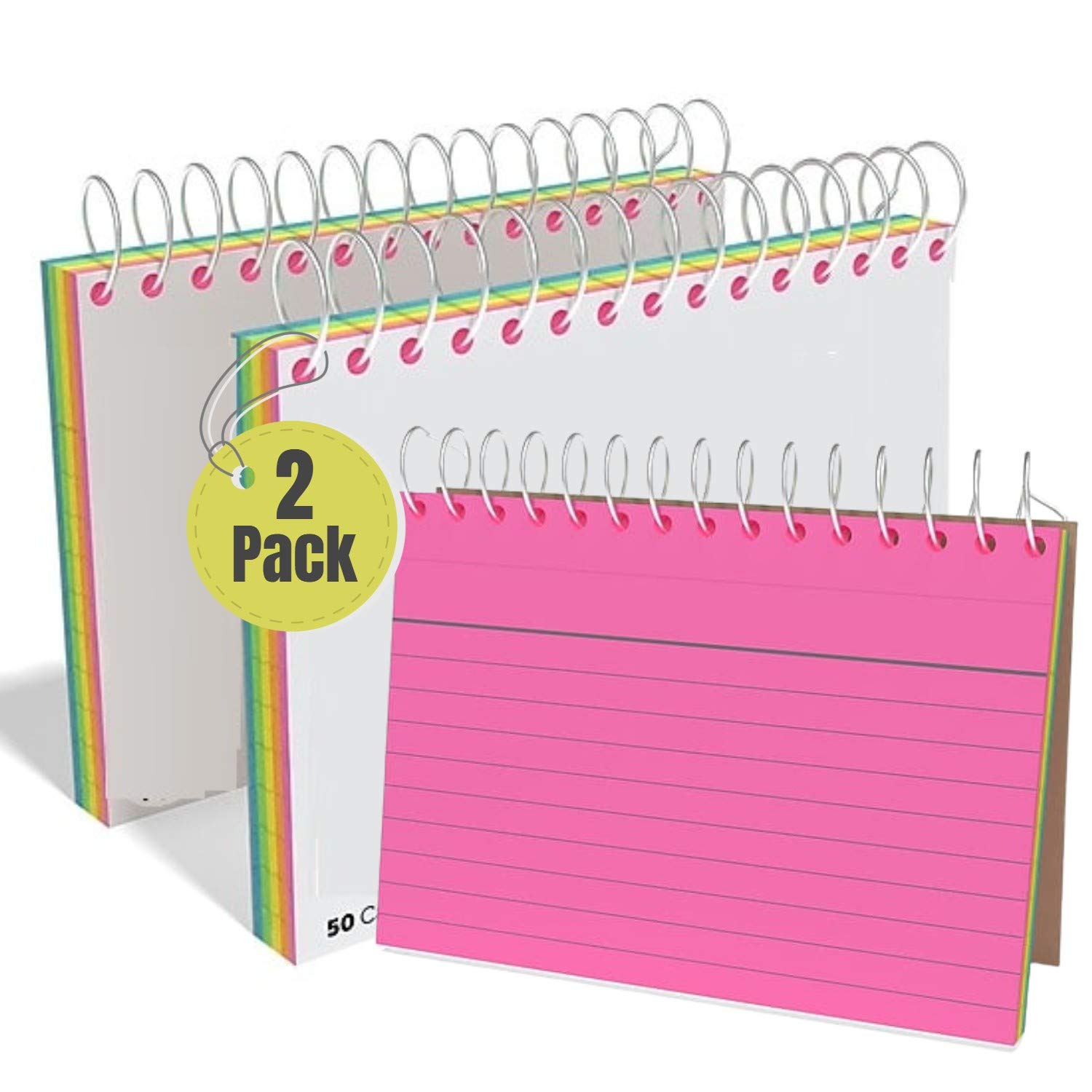 Amazon.com : 1InTheOffice Spiral Index Cards 3x5 Ruled, Spiral Bound, 50 Neon  Note Cards/Spiral (2 Pack) : Office Products