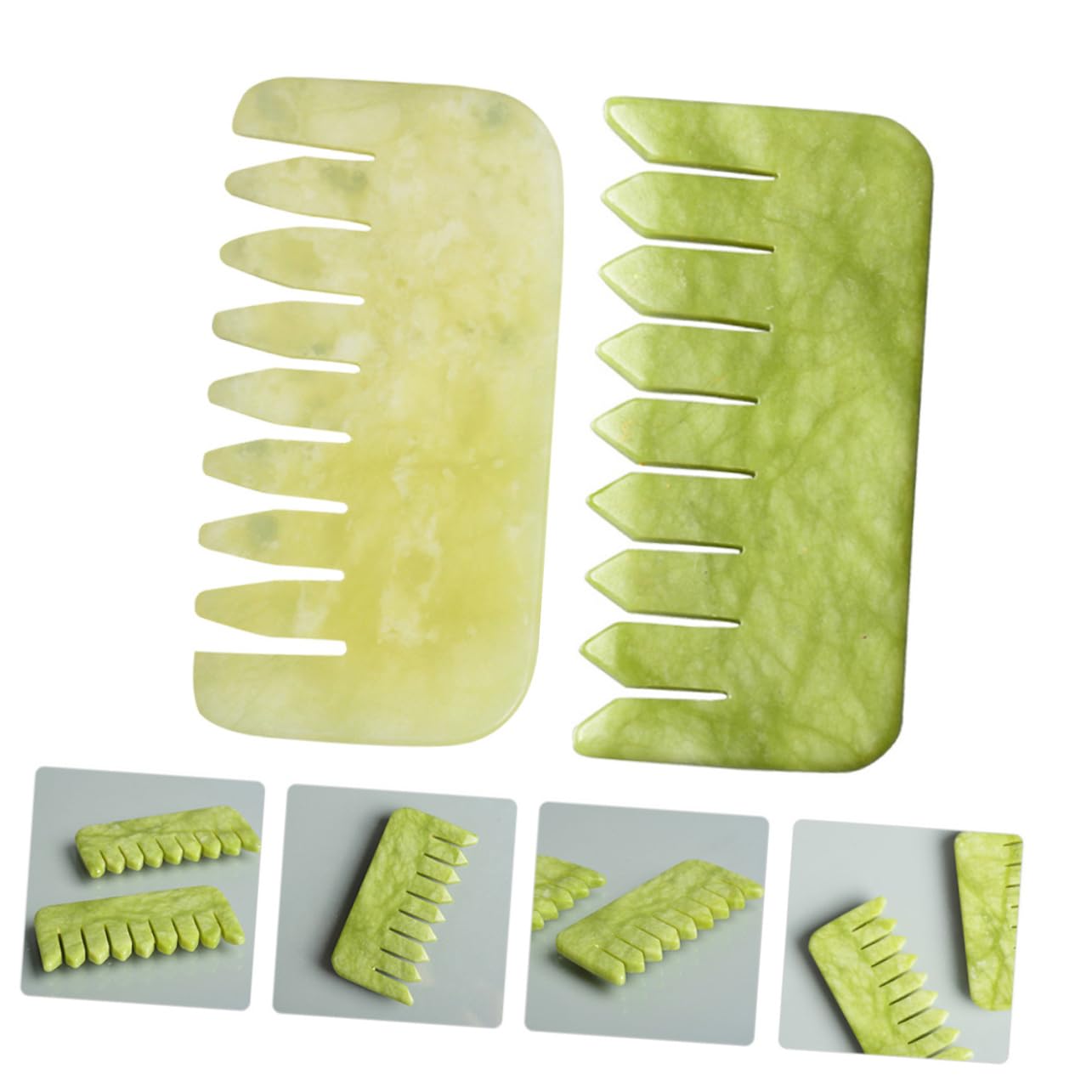 KOMBIUDA 2pcs Massage Comb Hair Scalp Jade Combs Detangling Hair Brush Facial Massage Tools Jade Hair Comb for Mens Combs for Hair Scalp Men Natural Jade