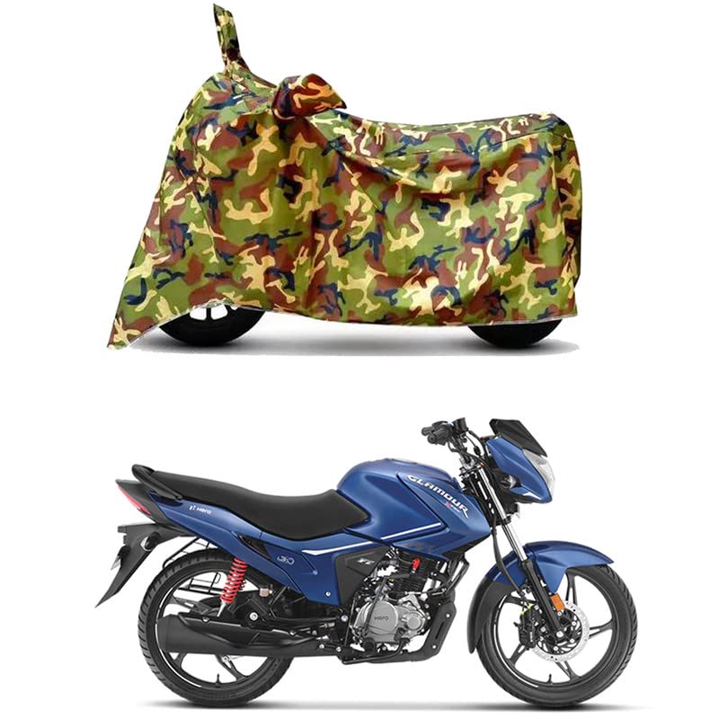 Image of Waterproof 100% PVC Coated Bike Scooty Two Wheeler Body Cover Compatible for Hero Glamour Xtec-Dis /UV-Rays /Heat Protection /Birds Dropping /Scratchproof /Dust Proof [6X6 Jungle Print]