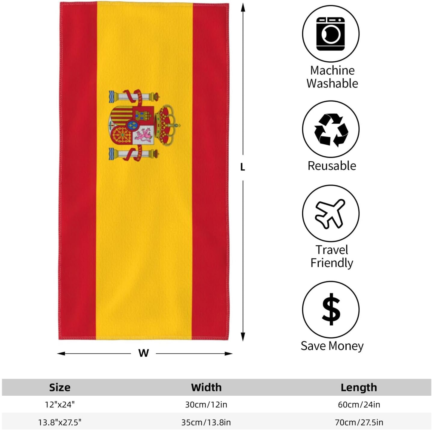 Spanish Flag Print Hand Towels for Kitchen, Decorative Bathroom Towels Decor Farmhouse Cute for Men Women Gifts