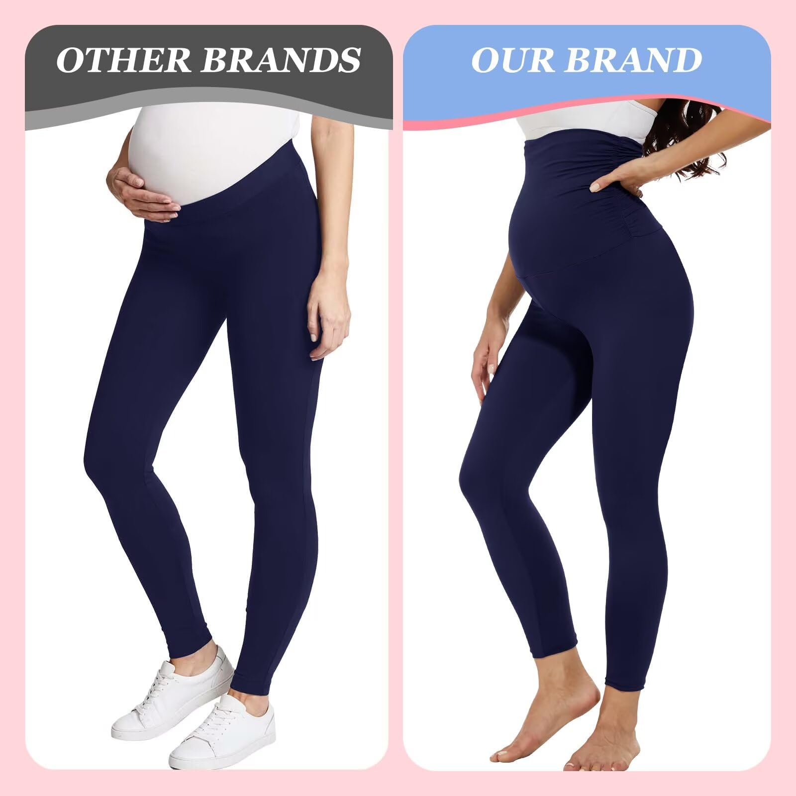 TNNZEET Legginsy ciążowe damskie, moda ciążowa, nieprzezroczyste, legginsy ciążowe, długie z kieszeniami do jogi