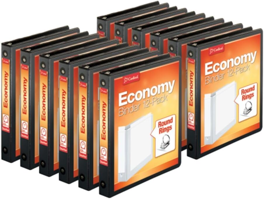 Cardinal Economy Value ClearVue 1Inch Round Ring Binders, 225 Sheet
