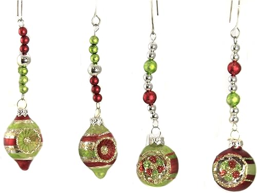 Christmas Lc9551 - Juego de 4 adornos reflectores colgantes, cristal de 5 pulgadas, cuentas tradicionales de sangría, adornos colgantes decorativos