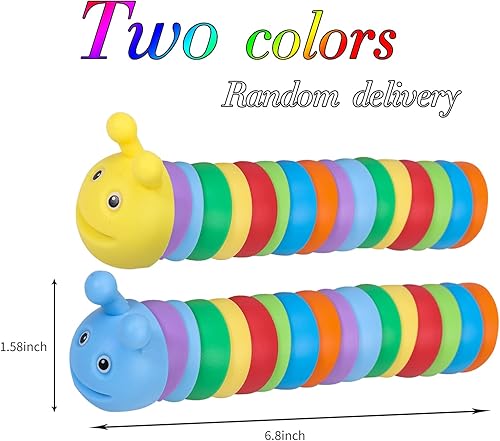 Miniatura 4 de Baizong - Babosa articulada impresa en 3D, juguete antiestrés de arco iris, juguete para ansiedad de babosas elásticas, juguete flexible para