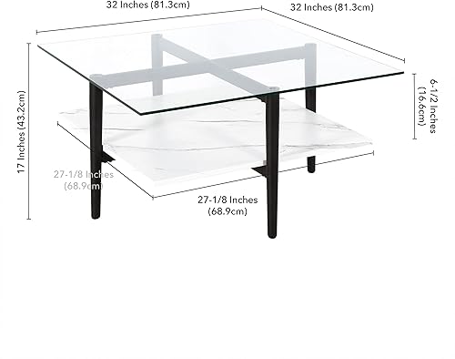 Miniatura 34 de Otto - Mesa de centro redonda de 36 pulgadas de ancho con estante MDF en latón/laca blanca Latón/blanco.,Oro/Nog,Bronce ennegrecido/mármol