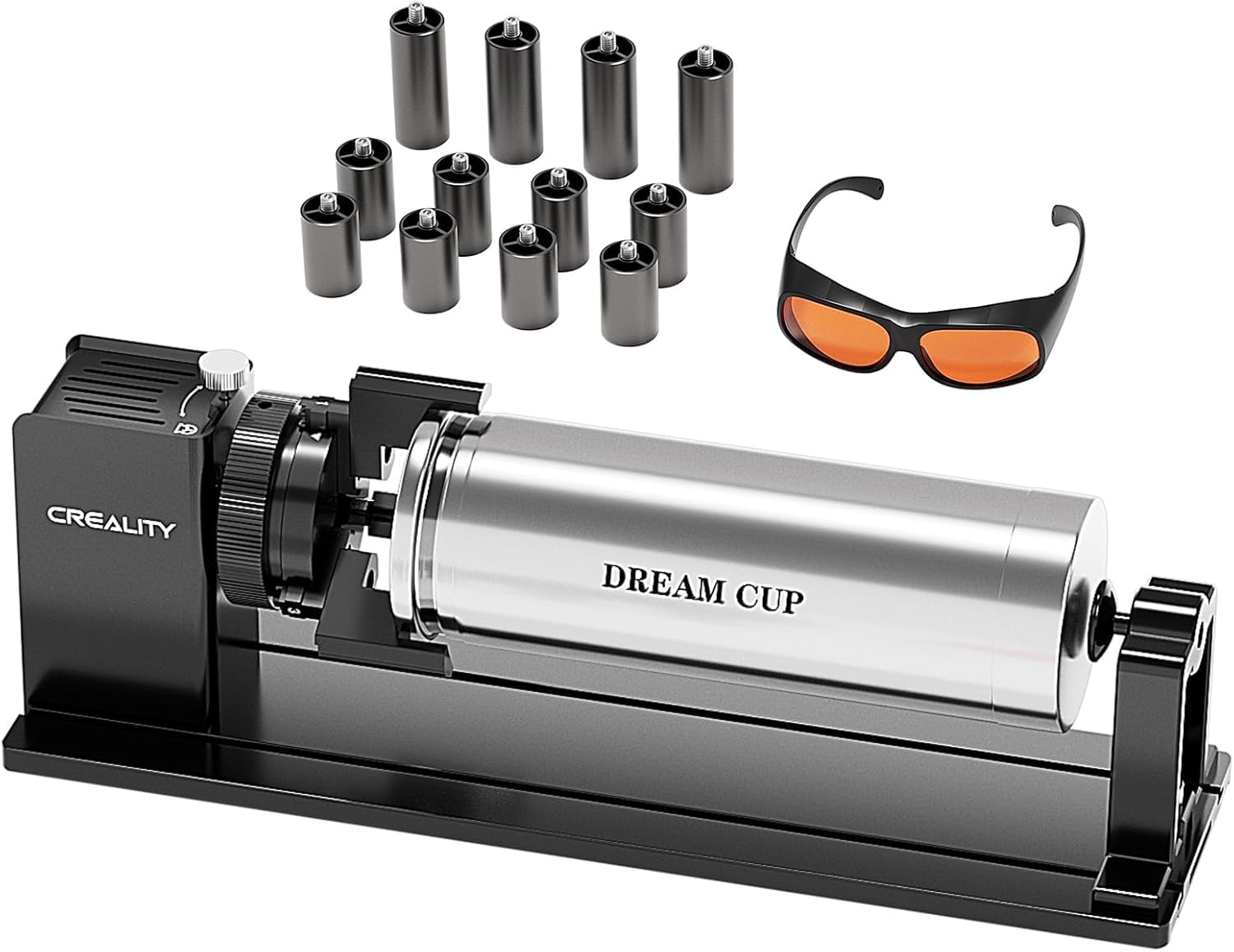 Creality Official Rotary Roller Kit with Risers for Falcon A1 Laser Engraver, Engraving Accessories for Engraving Cylindrical Objects, Wine Glass, Baseball Bat, Ring