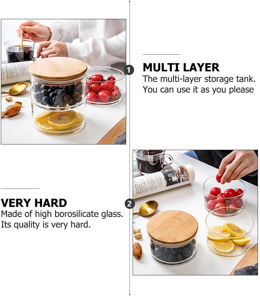 Cabilock Glass Storage Jars with Lids 4-Tier High Borosilicate Glass Sealed Storage Containers Stackable Food Canisters Clear Preserving Seal Containers with Lid for Canning Cereal,Pasta, Spices