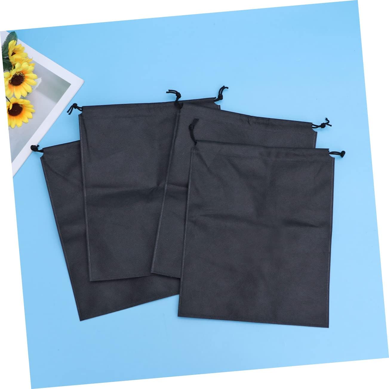 Gatuida 8pcs Portable Drawstring Shoes Storage Bag Dust Organizer for Travel Business Gym Durable Black Non Woven Design Easy Access with Capacity