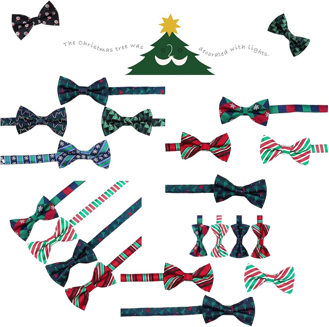 MUGIVALA Brand Christmas Day Pre-Tied Bowties Novelty Men Adjustable Neckties Boys Satan Pattern Snowflower Party Woven (A) : Clothing, Shoes & Jewelry