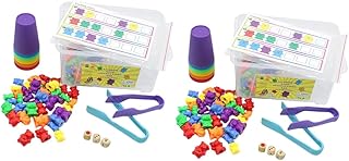 TOYANDONA 2 Conjuntos De Jogos De Aprendizagem De Matemática De Brinquedo Arco-Íris Contando Ursos Pré-Escola Jogo De Matemática Crianças Playset Kidcraft Playset Brinquedo Educacional Copo