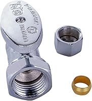 Vista 3 de Midline Valve 82138QS-OM Válvula de parada de suministro de agua con rueda de un cuarto de giro; diseño de una pieza; cierre recto para inodoro