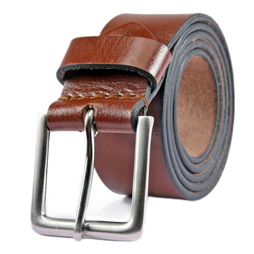 Mens Genuine Leather Belt Belts 38mm Black Brown for Jeans Dress (54-56 (Waist Size in Inch), Brown)