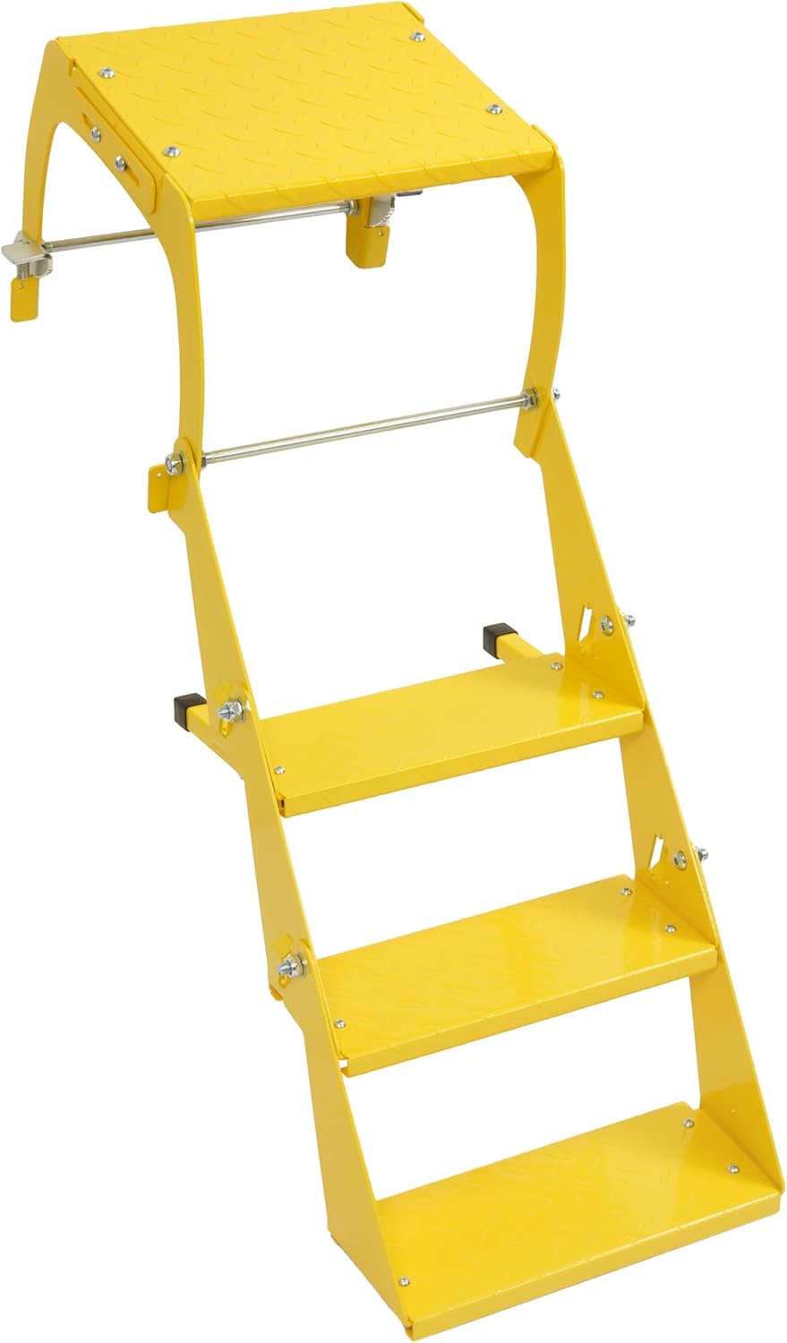 ALMULOO Heavy Duty Big Truck Tire Step fit 10" to 11-1/2" Tread Width Standard Width Three-Step Easy to Install Yellow Powder Coated Steel