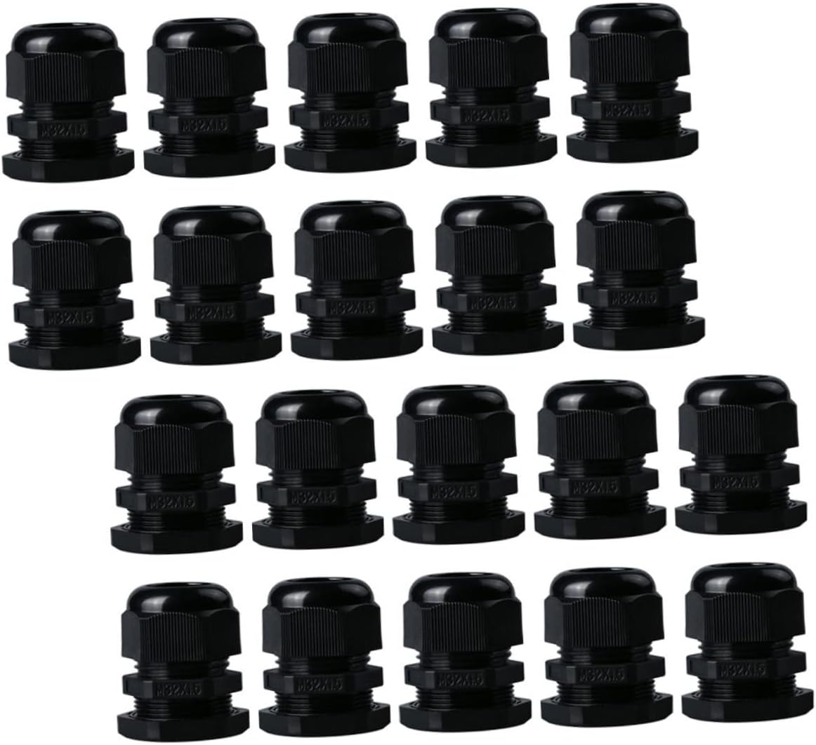 Waterproof Nylon Cable Gland Cord Grip Gasket 20pcs Black