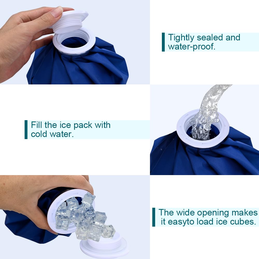 3 bolsas de hielo reutilizables de 28 cm y 22,86 cm, agua caliente para lesiones, alivia el dolor y se mantiene fresco, estilo de la vieja escuela y paquetes de hielo tradicionales, versátiles