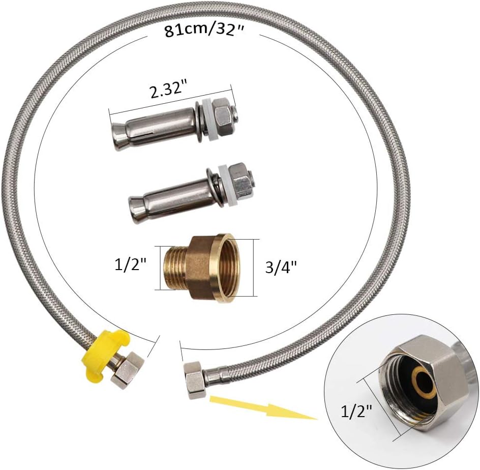 MACGOAL Stainless Steel Water Trough for Animals with Drain Plug, Connector, Braided Hose, Mounting Screws, Automatic Float Water Bowl : Patio, Lawn & Garden