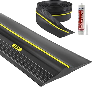 Universal Garage Door Bottom Threshold Seal Rubber Strip with Adhesives, DIY Weatherproof Weather Stripping Replacement (10FT, Black)
