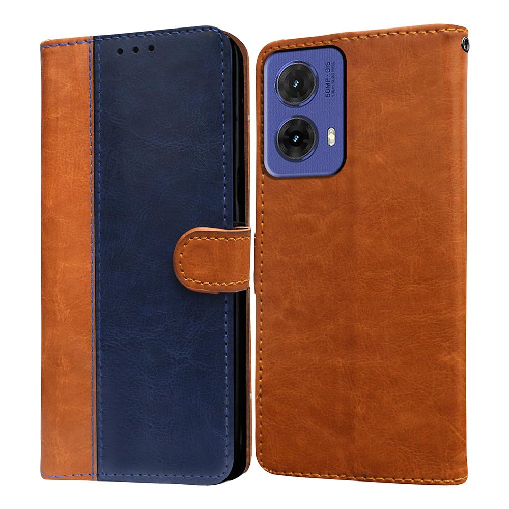 Amazon Brand- Solimo Flip for Motorola Moto G85 5G (Leather_CamelBlue) (B0D87RKNHM) Amazon Price History, Amazon Price Tracker