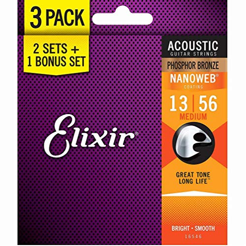 Elixir® Strings 16546 Jeu de 3 cordes pour guitare acoustique en bronze phosphoreux avec revêtement Nanoweb®, Medium… - Les Beatles, Paul McCartney, John Lennon, RIngo Starr, George Harrison Elixir® Strings 16546 Jeu de 3 cordes pour guitare acoustique en bronze phosphoreux avec revêtement Nanoweb®, Medium…