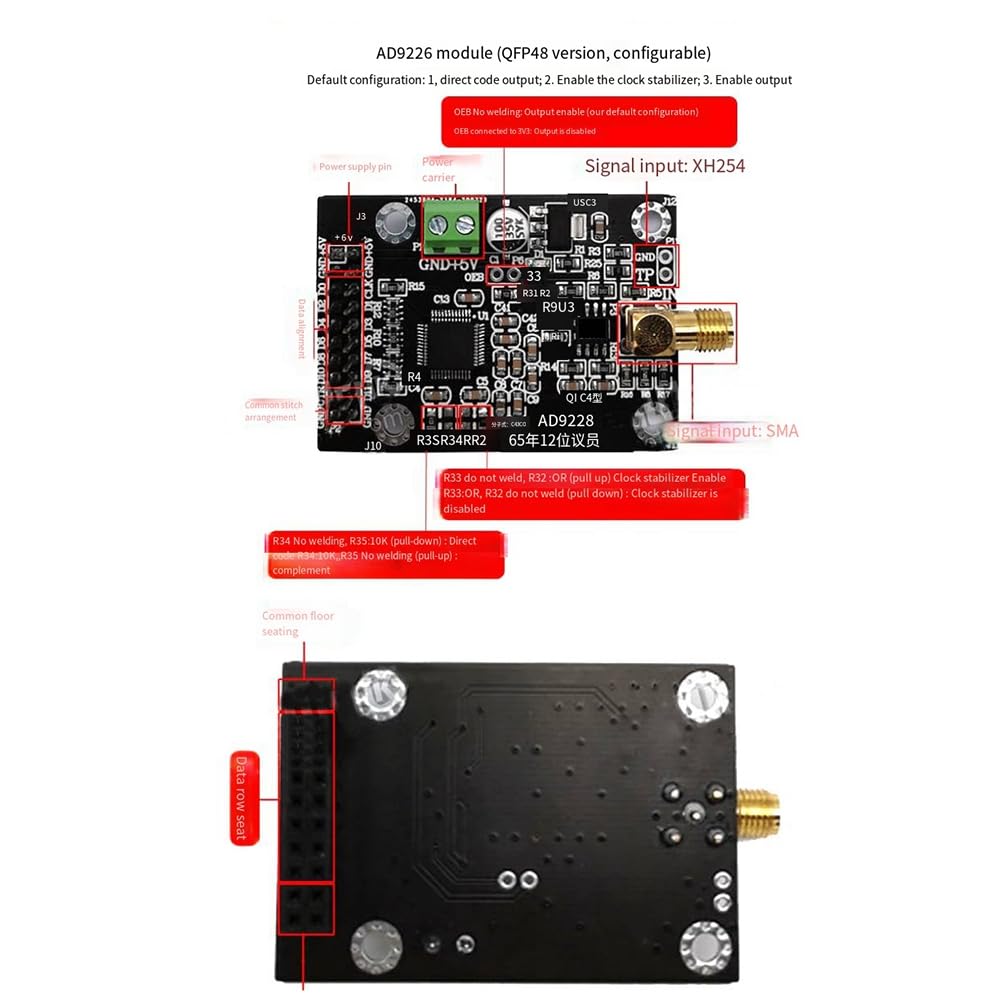 AD9226 Modulo ADC Ad Alta Velocità di Acquisizione del Segnale PCB di Conversione Analogico-Digitale 65M Scheda di Sviluppo FPGA Campionamento