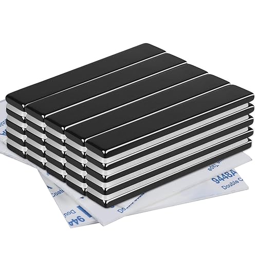 Miniatura 7 de MIKEDE Paquete de 20 barras de imanes de neodimio extrafuertes de tierras raras, con adhesivo de doble cara, epoxi negro, impermeables, imanes