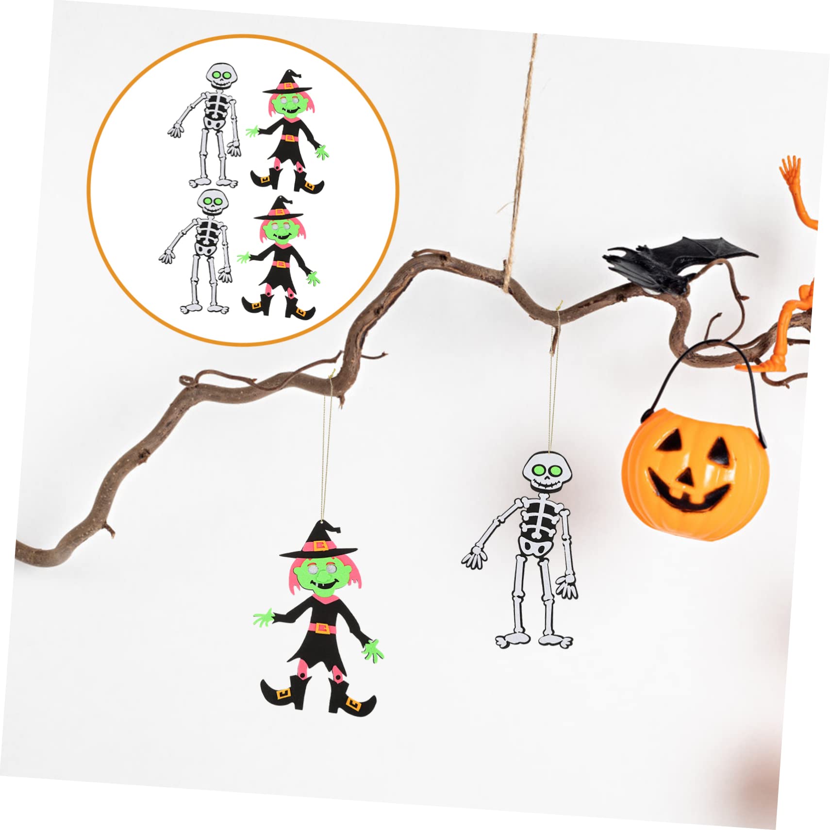 Didiseaon 20pezzi Decorazioni Di Halloween Feltro Pendenti Strega e Scheletro Accessori Per Feste e Addobbi Spaventosi Per Alberi e Finestre