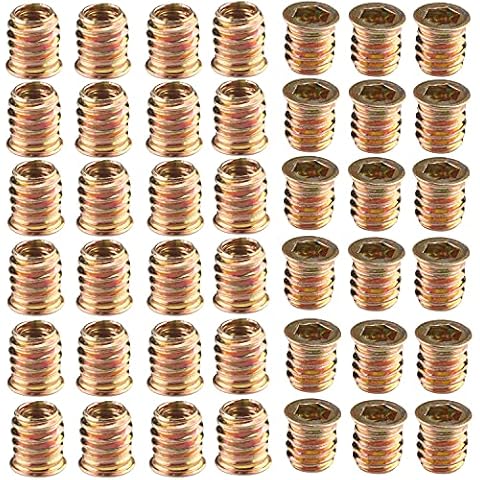 Wood Furniture M8x15/M8x20/M8x25mm Threaded Insert Nuts Interface Hex Socket Drive 50pcs (M8*15) Cover