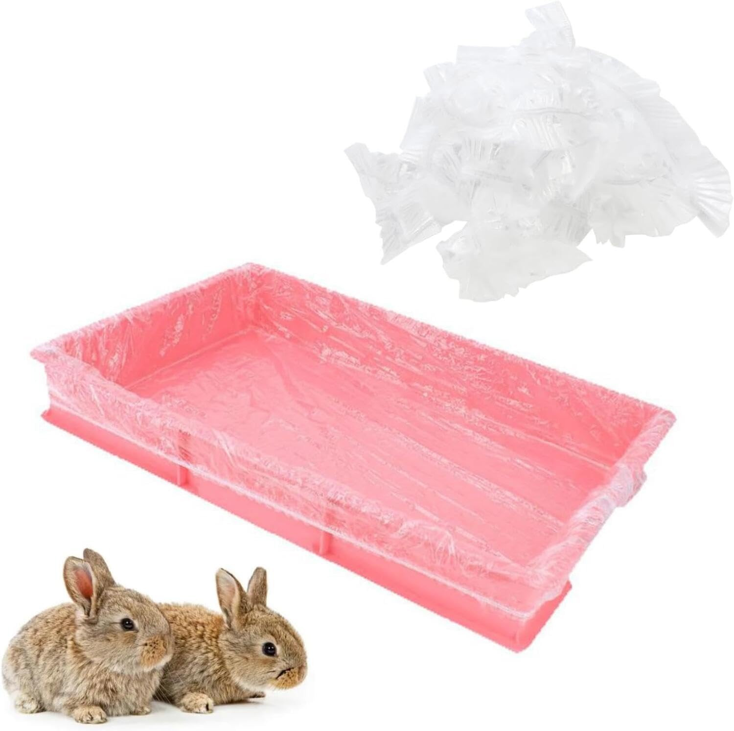 PURIAYA 50PCS Disposable Rabbit Cage Liners, Plastic Bunny Litter Pan Bags, Leak-Proof Small Animal Cage Liner Film for Guinea Pigs, Hamsters, Hedgehogs, Chinchillas, Birds, Toilet Tray Liners