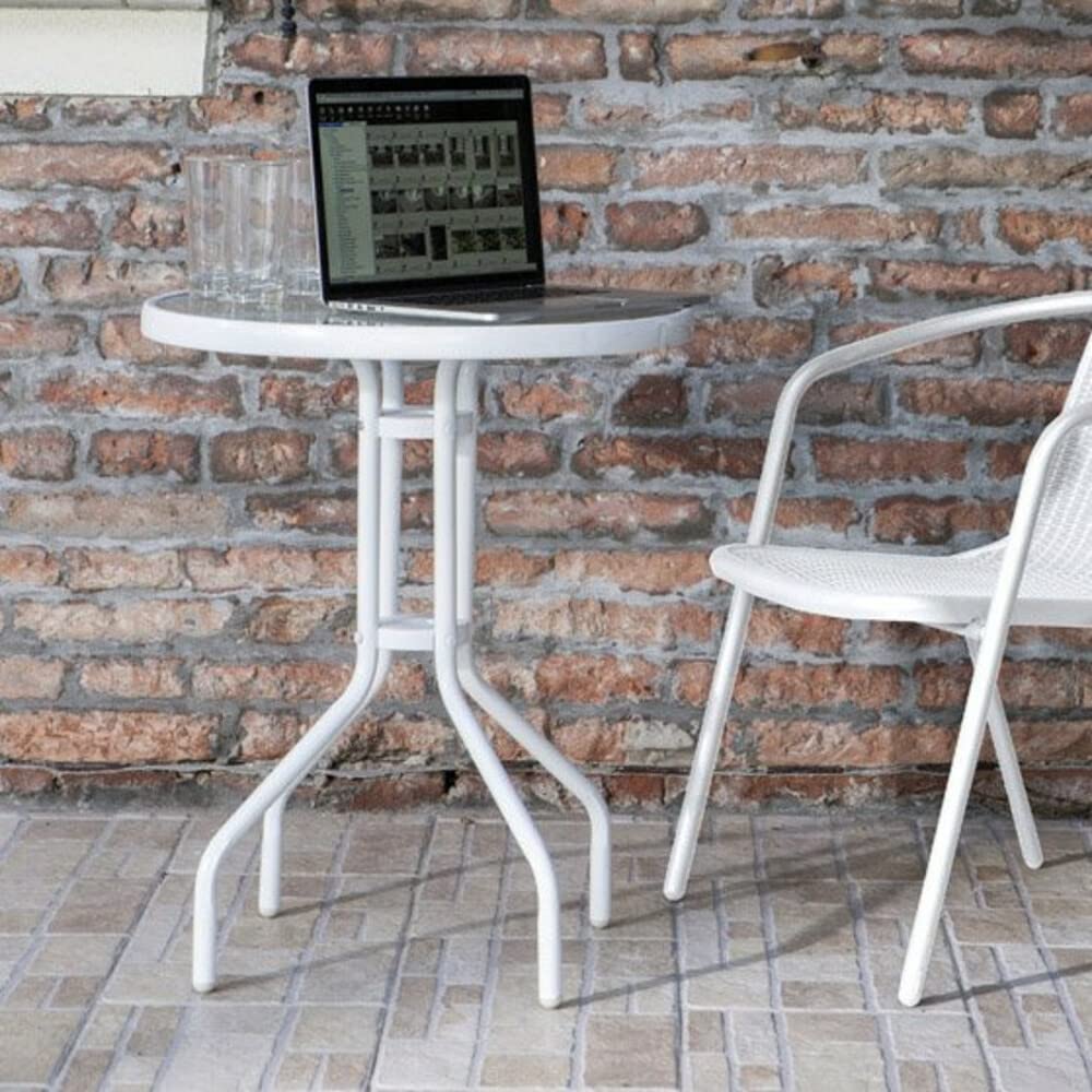 Verdelook Tavolino da Esterno Vetro Temprato 5 mm 60x60 h71 cm