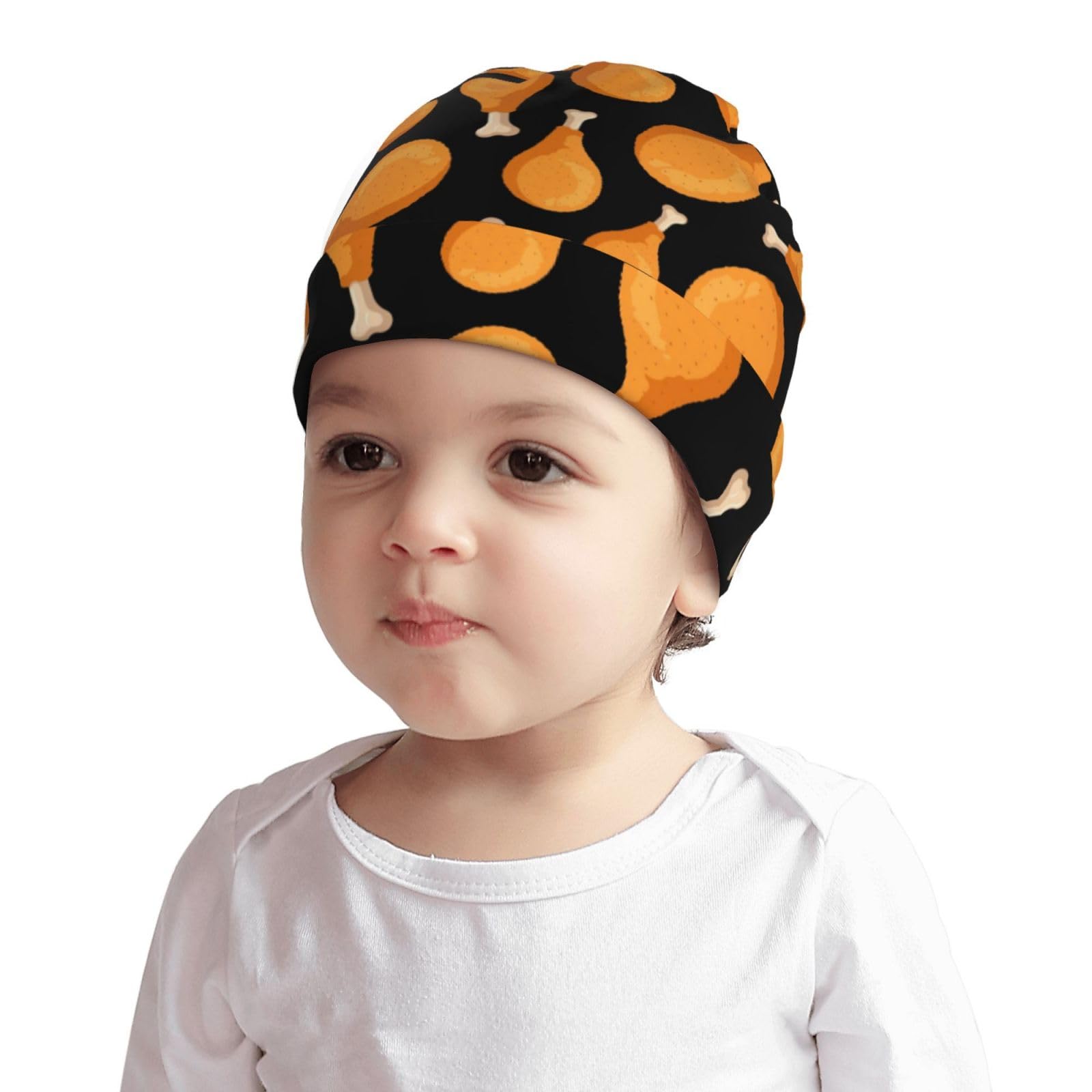 Rqzwdq Fried Chicken Legs Pattern Kids Beanie Hats Warm Knit Beanie Cap Skull Caps Gifts Decor for Boys Girls White