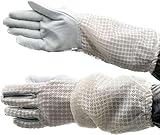 4BEE Imkerhandschuhe mit Belüftungsgewebe – Naturleder Innenfläche, lange Ärmel, atmungsaktiv &...