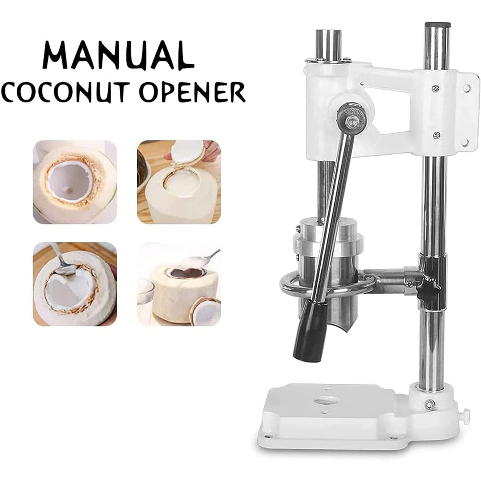Abridor de coco vertical – Herramienta manual de acero inoxidable para tiendas y mercados de frutas – Abre cocos sin esfuerzo con, herramienta de perforación de agujeros de Fruit Shop