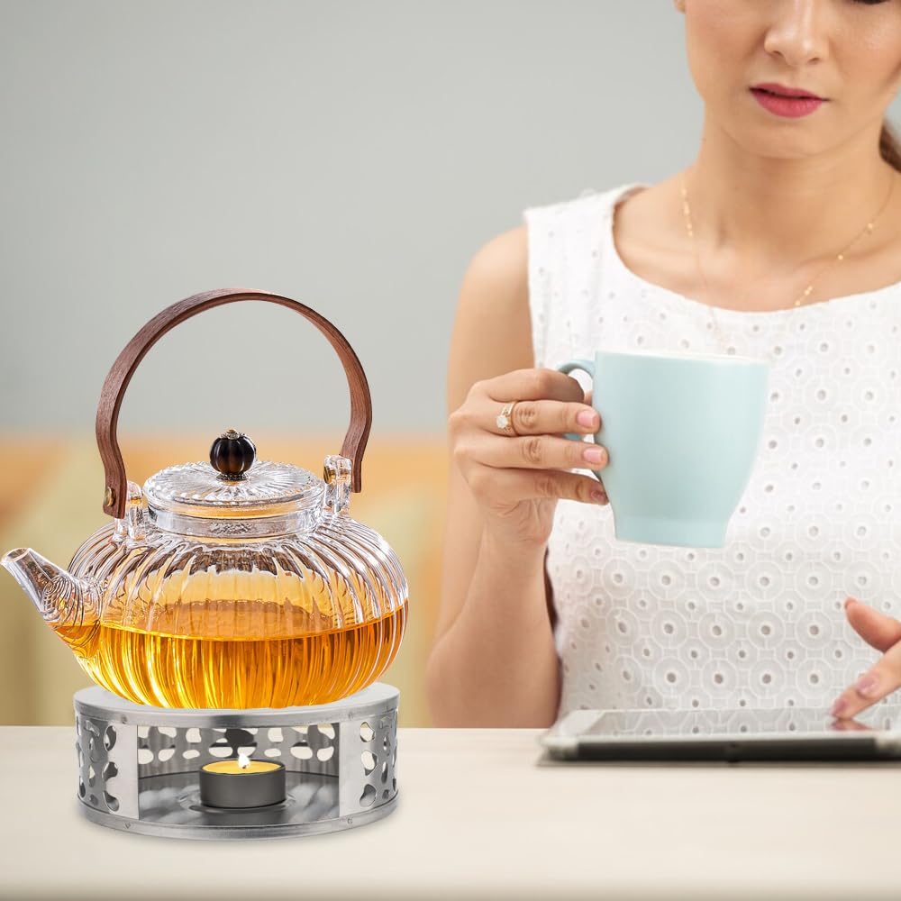Réchaud à Thé En Céramique Noire - Design Creux Pour Bougie, Maintient Votre Théière Au Chaud - Idéal Pour Les Amateurs De Thé