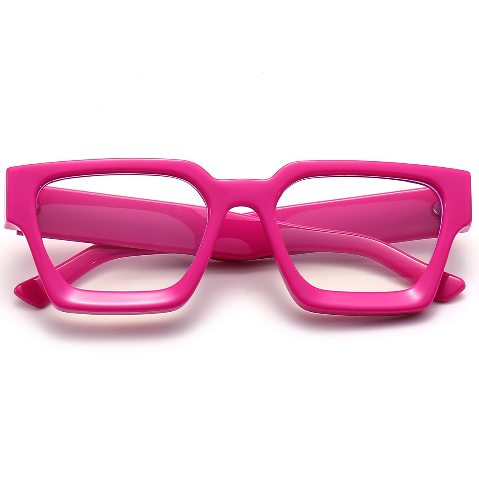 AIEYEZO Square Thick Frame Glasses for Women Men Fashion Blue Light Glasses Trendy Chic Computer Eyeglasses Rose Red 54. Millimeters