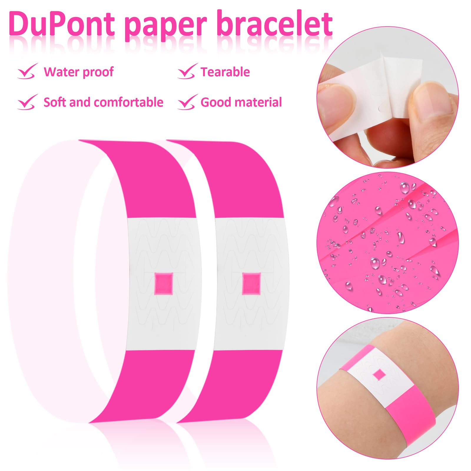 600 Braccialetti Identificativi Per Eventi - Carta DuPont, Impermeabili, 6 Colori, 25x2cm - Foto 2