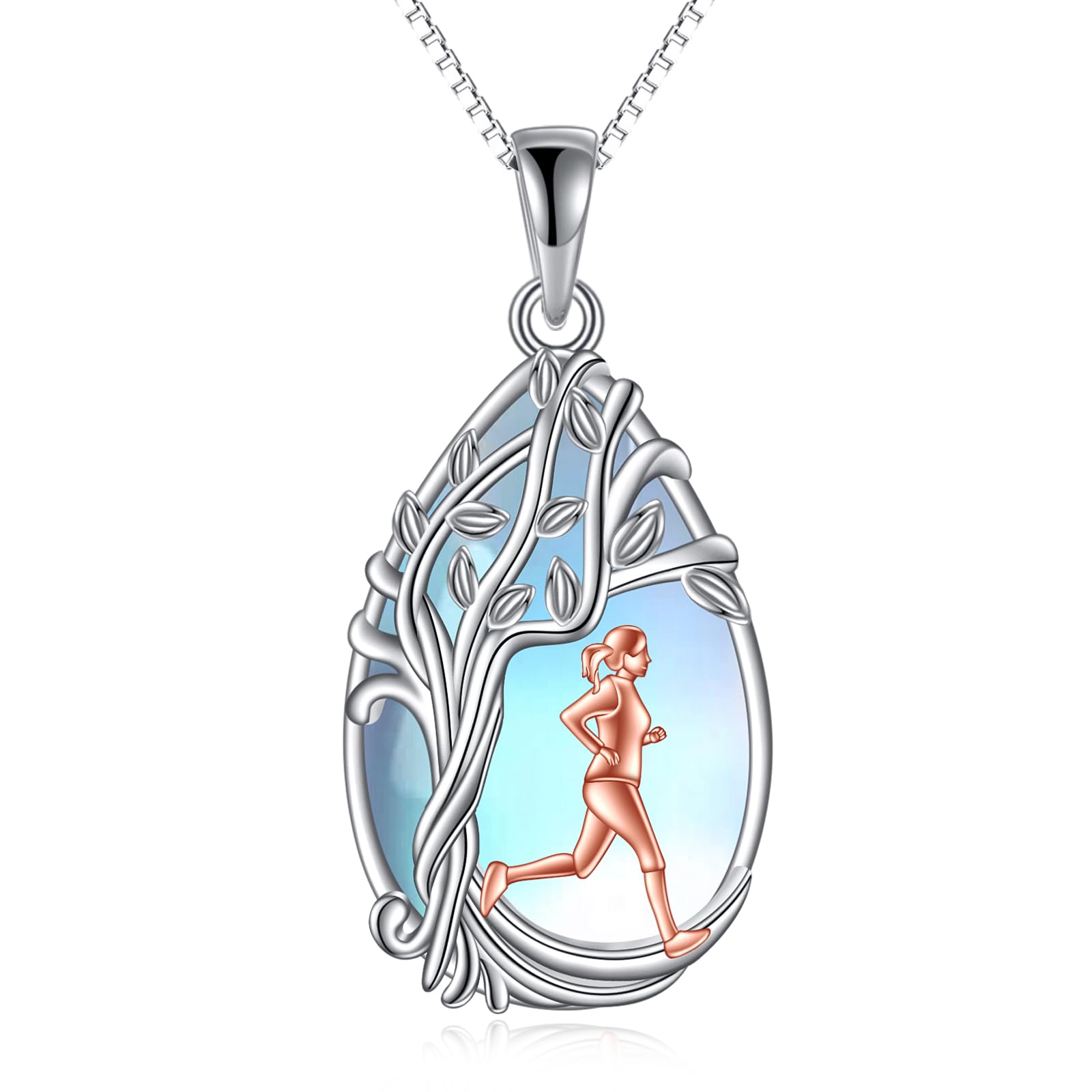 HKPATOP Sports Lovers Gifts Sterling Silver Moonstone soccer ball Pendant Necklace Inspirational soccer Jewelry Gifts for Basketball Lovers Women