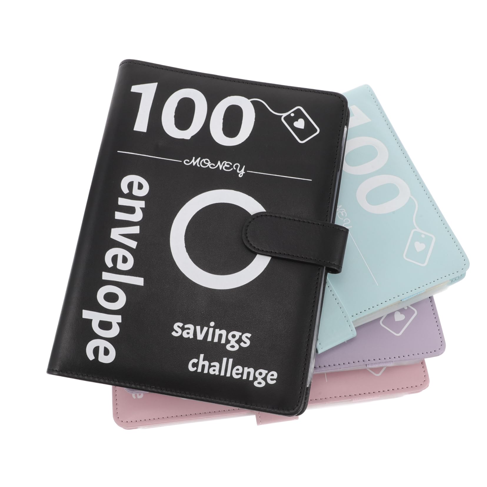 4 Sätze Sparen Challenge Umschlag für Umschläge Budget Planer mit Transparenten Hüllen Notizbuch für Organisation Design in Schwarz Pink und Blau